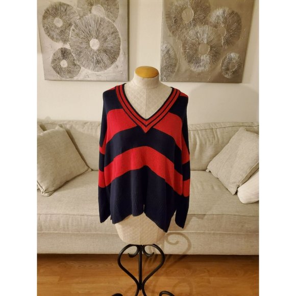 Tommy Hilfiger V-Neck Stripe Sweater - Picture 4 of 12